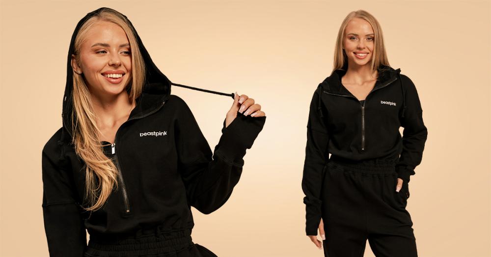 Ženski kombinezon Bliss crni - BeastPink 