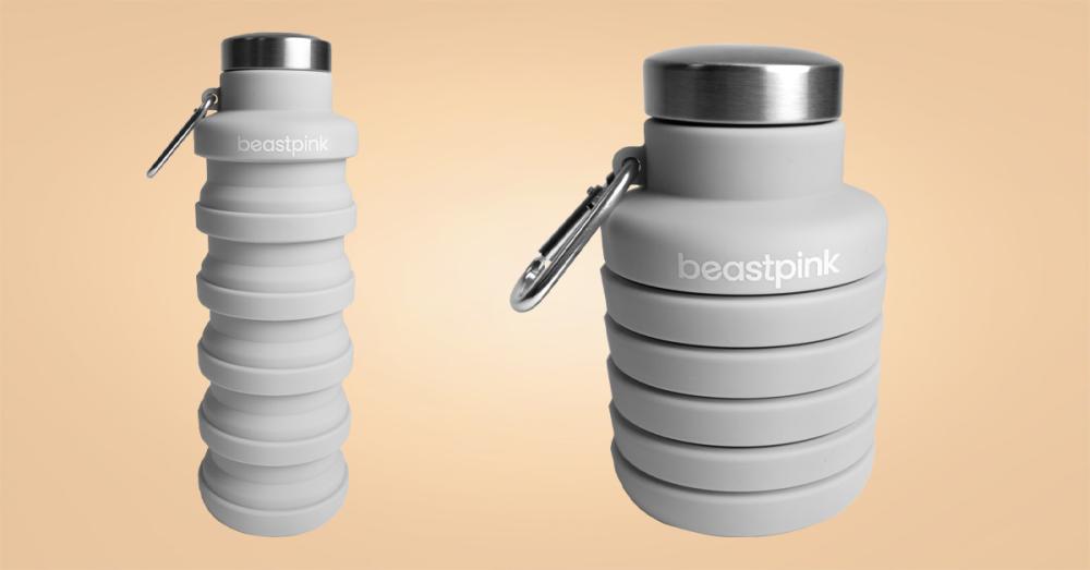 Sklopiva boca za vodu siva 500 ml - BeastPink 