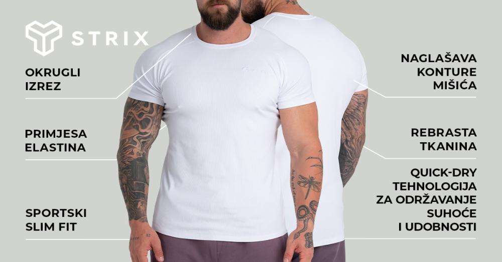 Rebrasta majica kratkih rukava Bijela - STRIX