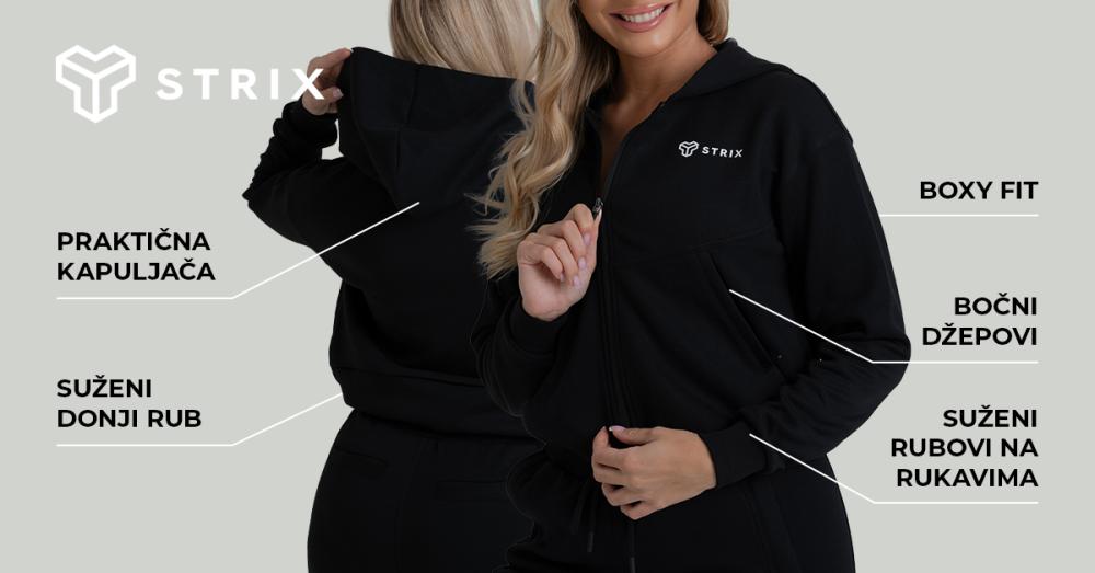 Ženska ZOA majica s kapuljačom na patentni zatvarač crna - STRIX