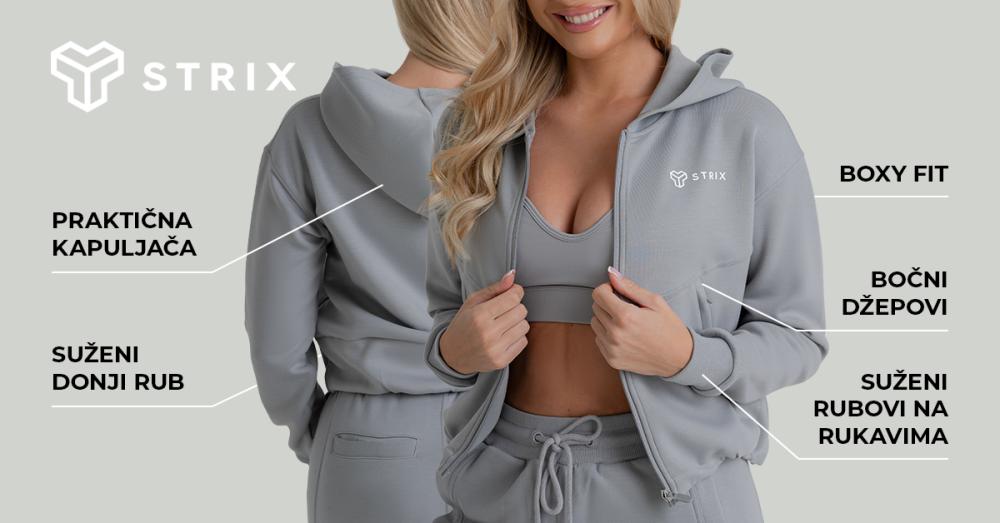 Ženska ZOA majica s kapuljačom na patentni zatvarač crna - STRIX