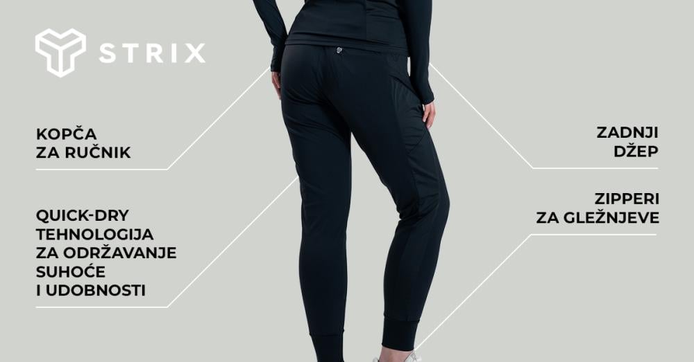 Ženske ULTRA crne sportske hlače - STRIX