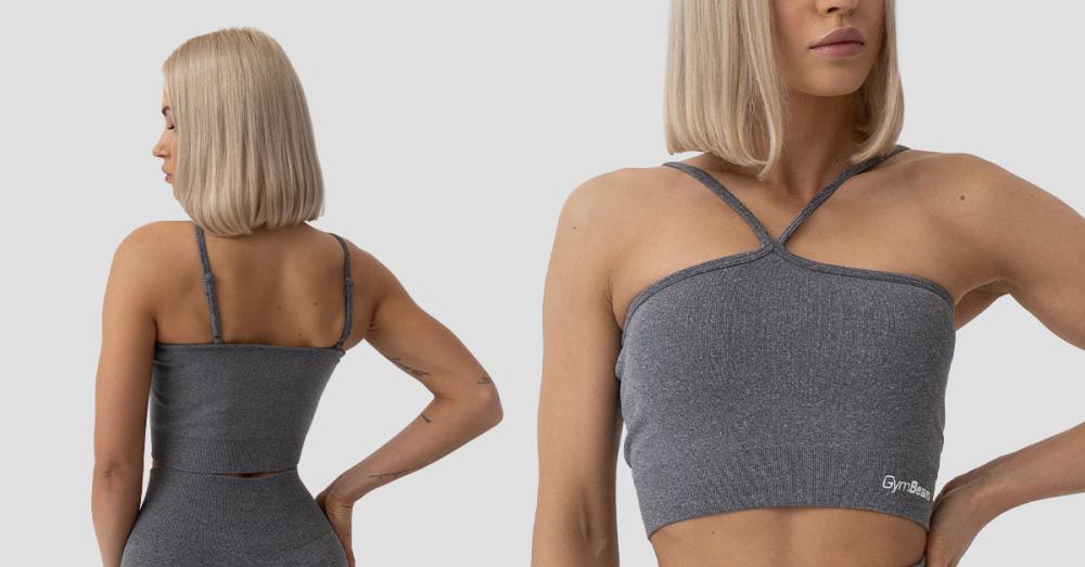 Halter FLO Sports Bra Grey  - GymBeam