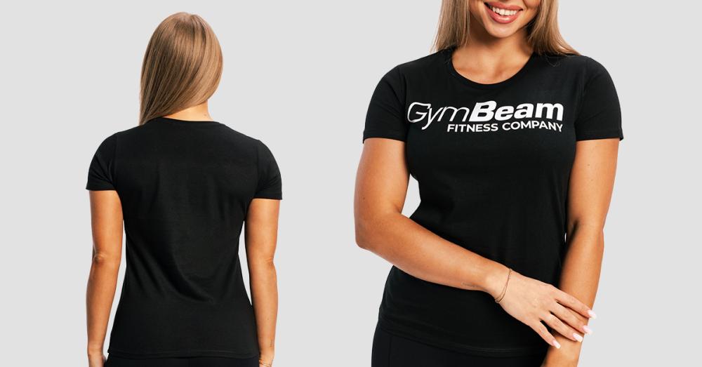 Ženska fitness crna majica kratkih rukava - GymBeam