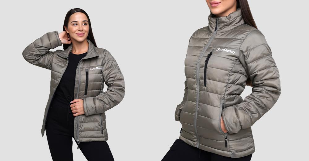 Women's Puffer Jacket Vetiver/Black - GymBeam