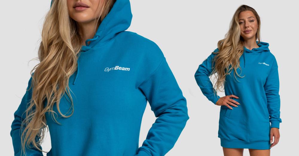 Women‘s Limitless Longline Hoodie Aquamarine - GymBeam