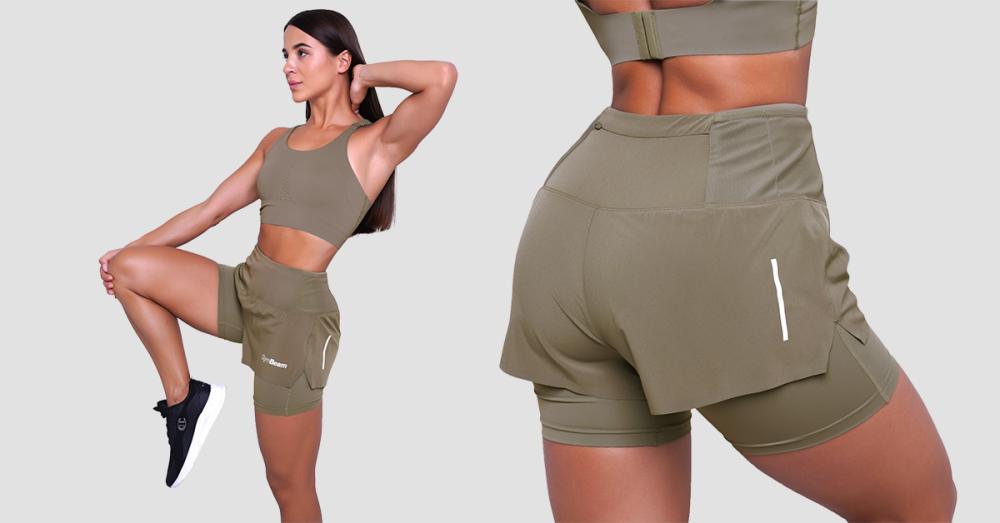 Women's Pulse 2in1 Running Shorts Vetiver - GymBeam