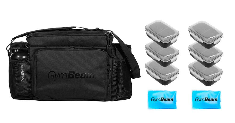 Fit Prep Food Bag Black + 6 spremnika - GymBeam