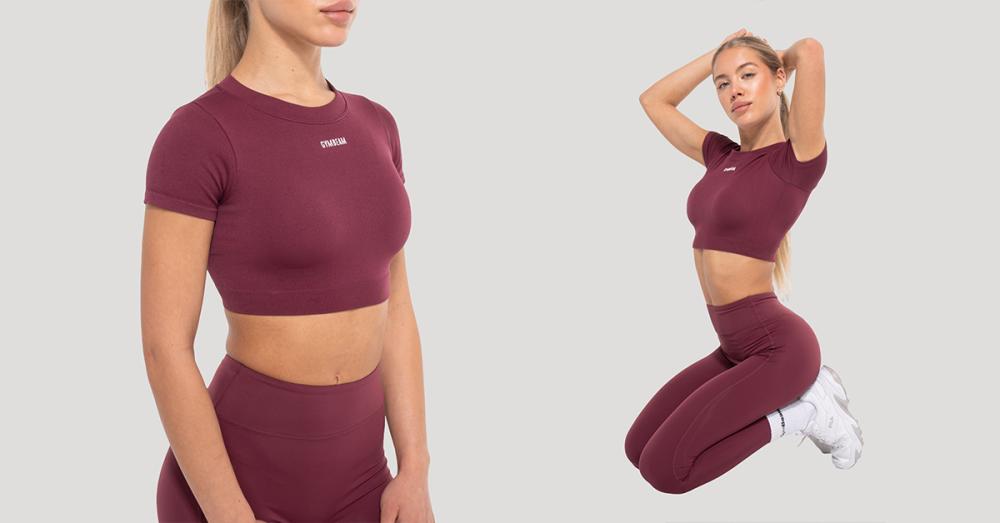 Ženski top Crop Flow Wine - GymBeam