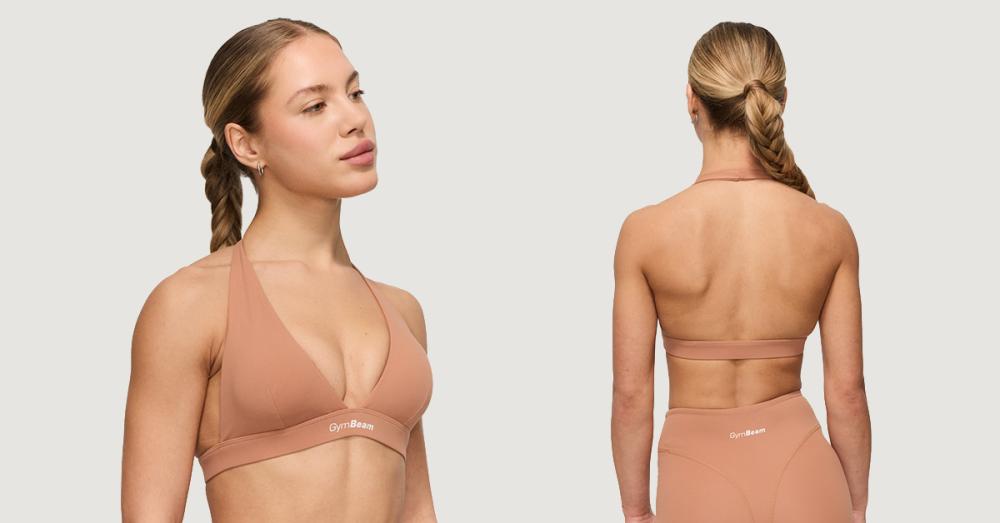 Fierce Halter Sports Bra Caramel - GymBeam