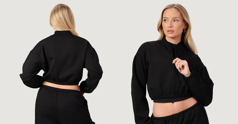 Ženski NEO zip-up duks crni - GymBeam