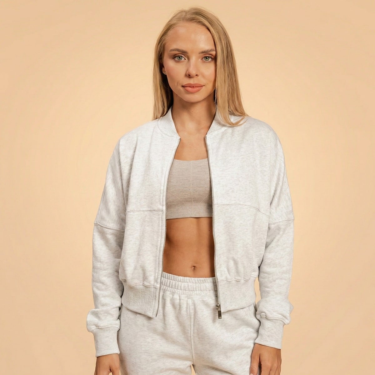 Ženska dukserica Zip-Up Bliss Grey - BeastPink