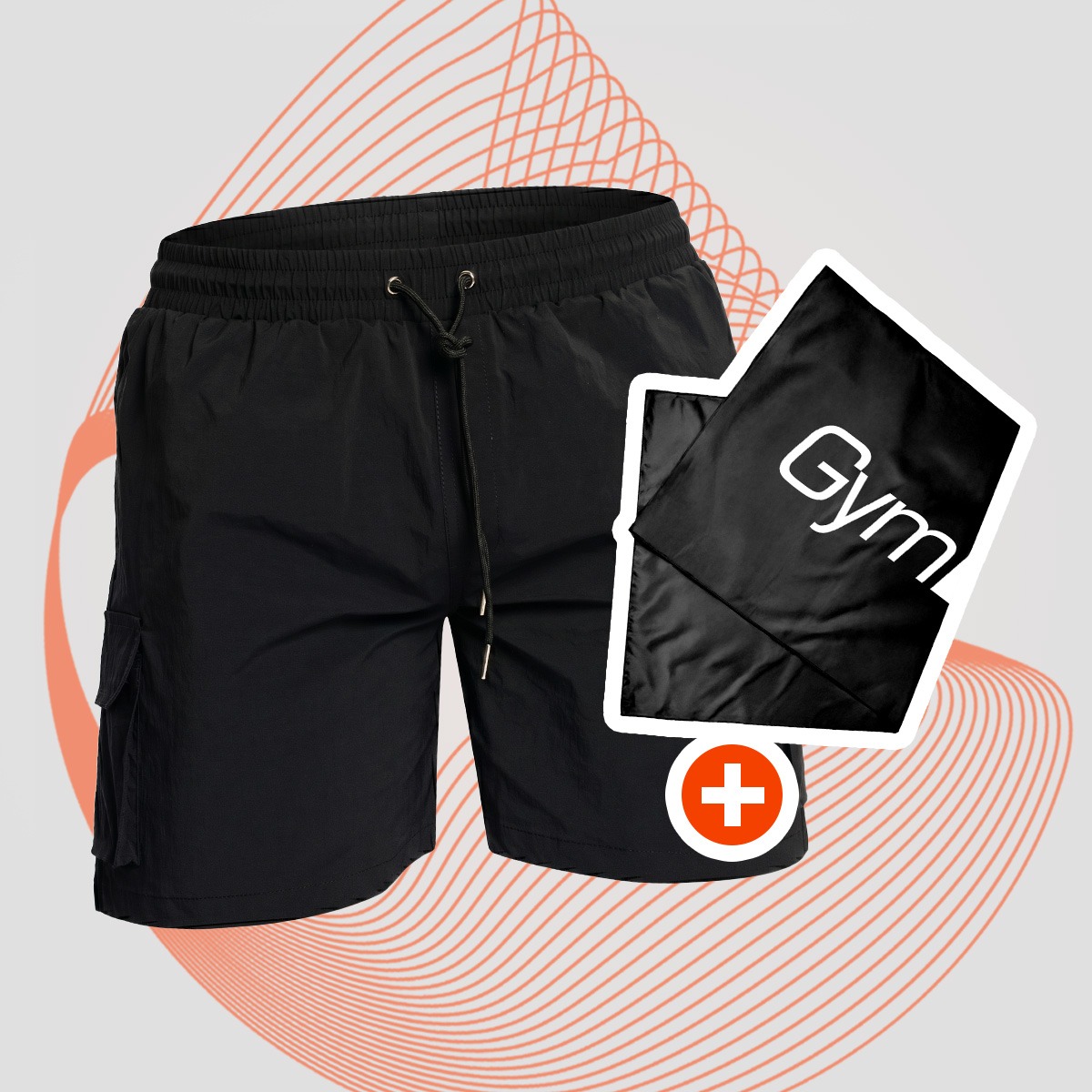 Muške kupaće hlače Cargo Black - GymBeam + poklon