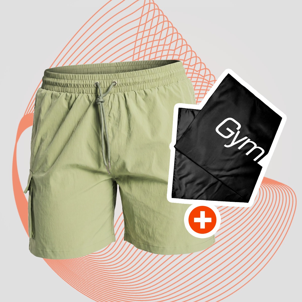 Muške kupaće hlače Cargo Olive - GymBeam + poklon