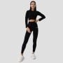 Ženski crop top Ribbed Flo Black - GymBeam XL