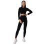 Ženski crop top Ribbed Flo Black - GymBeam XL
