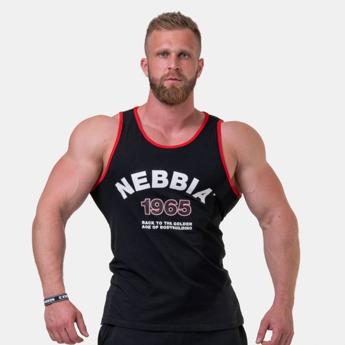 Muški Old School Muscle Tank Top Black - NEBBIA