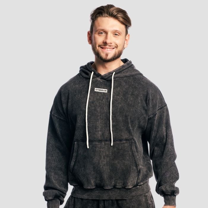 Muška dukserica Aura Washed Black - GymBeam L
