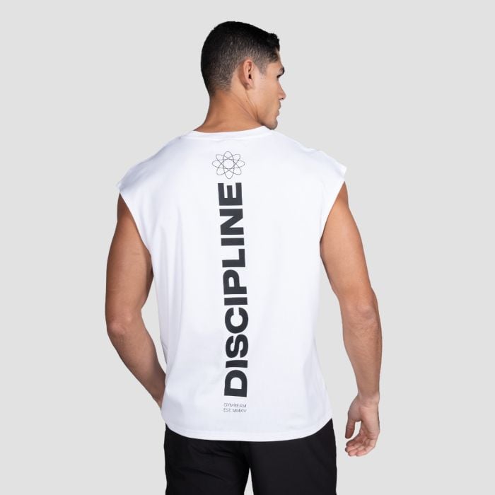 Majica bez rukava Discipline White - GymBeam XXL