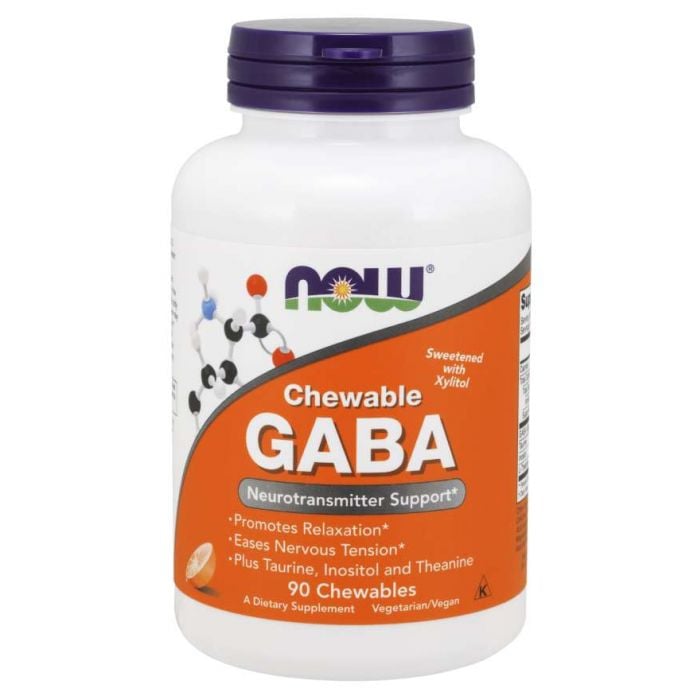 GABA tablete za žvakanje s okusom naranče - NOW Foods