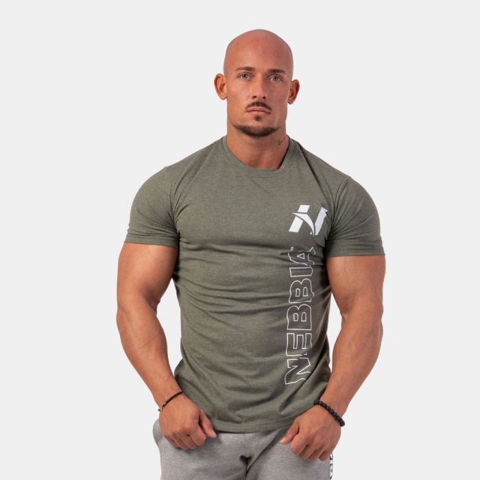 Muška majica Vertical Logo Khaki - NEBBIA