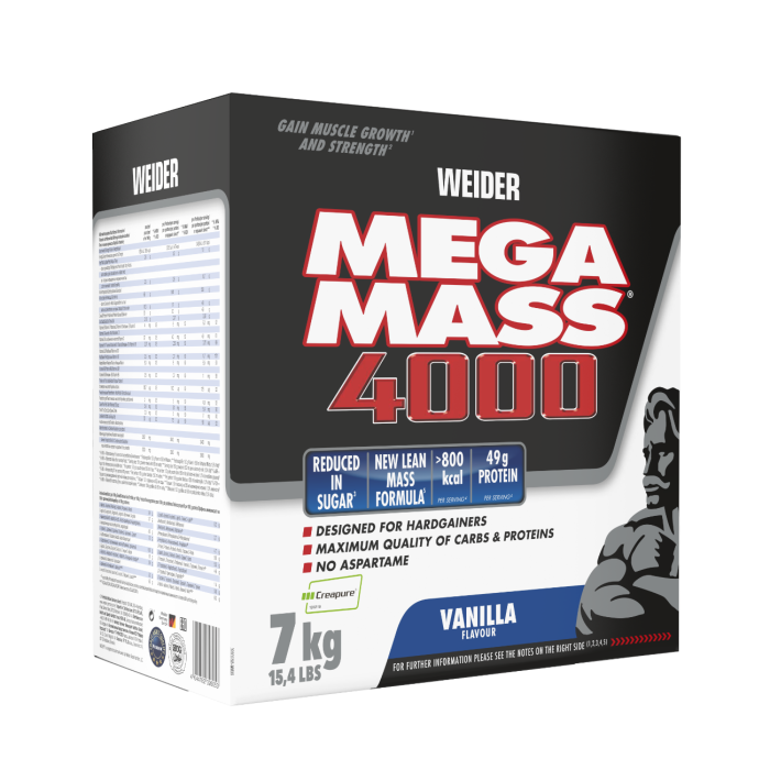 Gainer Giant Mega Mass 4000 - Weider 7000 g - vanilija