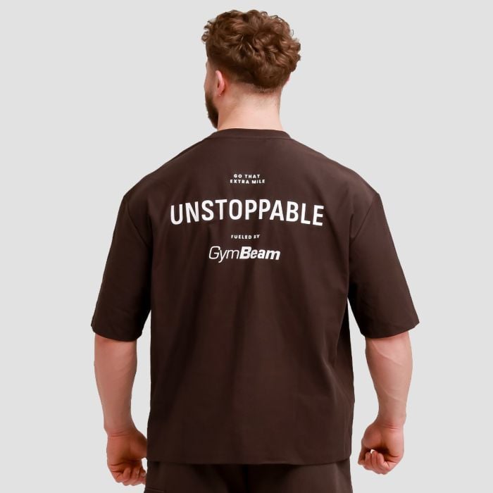 Muška oversized majica Unstoppable Brown - GymBeam XL