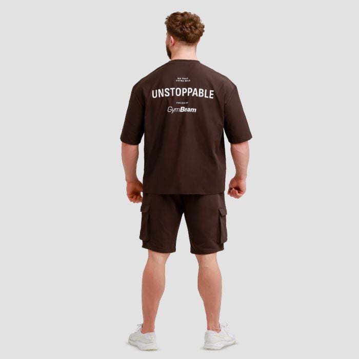 Muška oversized majica Unstoppable Brown - GymBeam XL