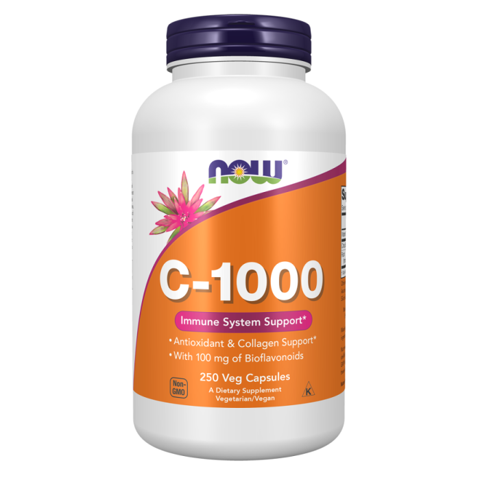 Vitamin C 1000 mg - NOW Foods 250 kaps.