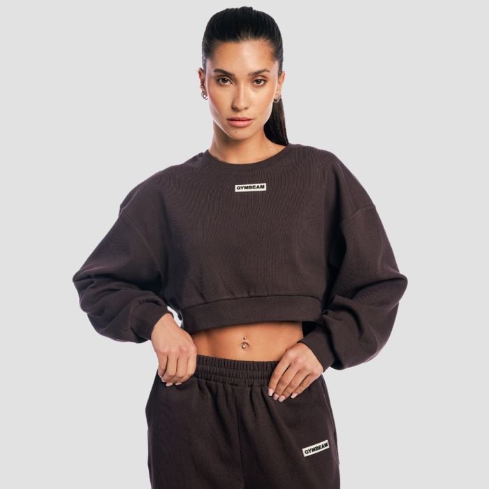 Ženska Cropped dukserica Aura Tee Brown - GymBeam L