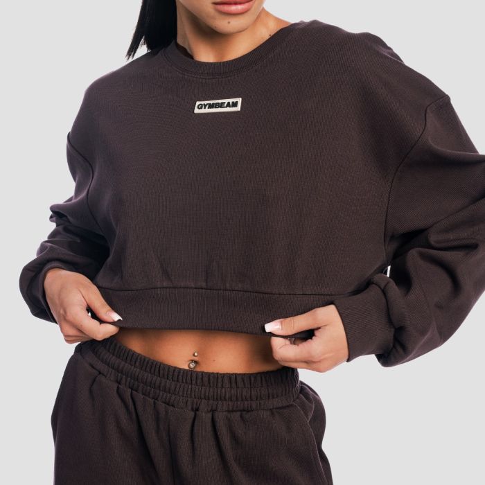 Ženska Cropped dukserica Aura Tee Brown - GymBeam L