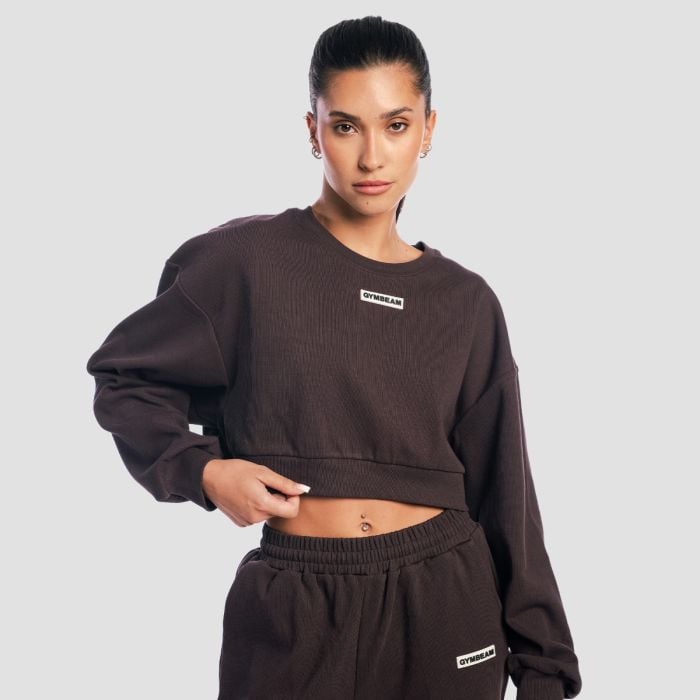 Ženska Cropped dukserica Aura Tee Brown - GymBeam L