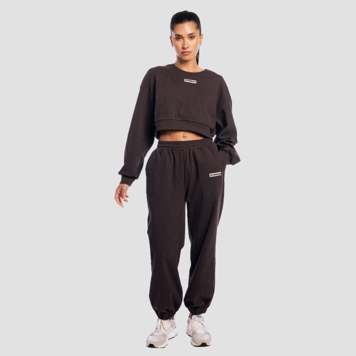 Ženska Cropped dukserica Aura Tee Brown - GymBeam L