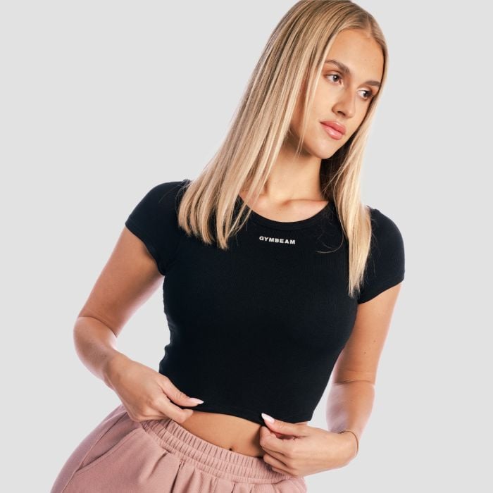 Ženski Crop Top Aura Black - GymBeam S