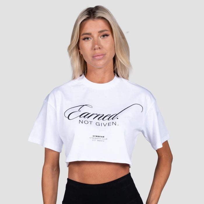Women‘s Earned Cropped T-shirt White - GymBeam M