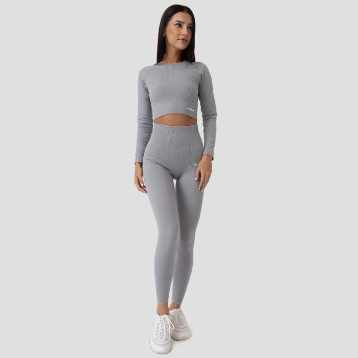 Ženski crop top Ribbed Flo Grey - GymBeam S