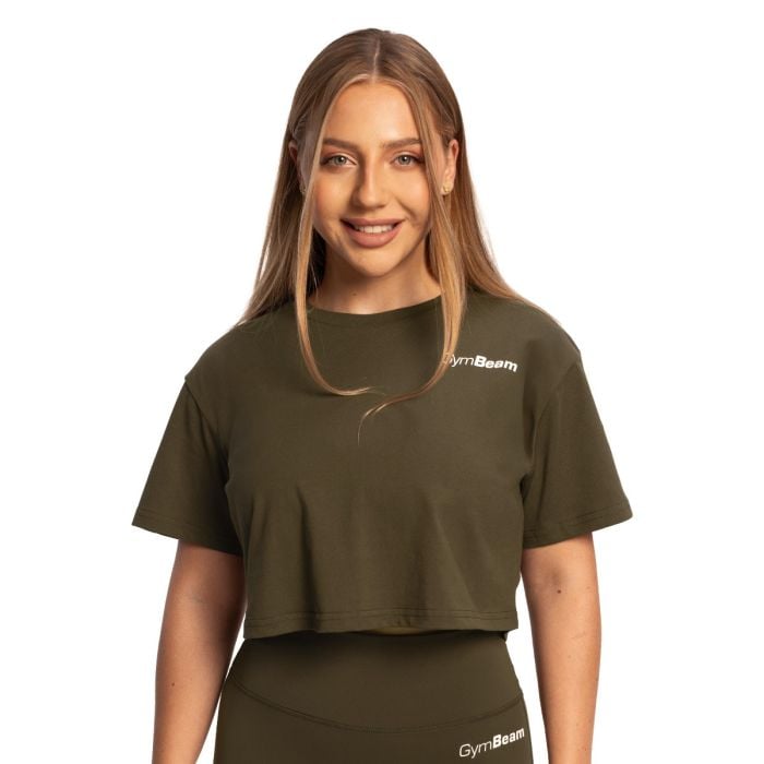 Ženski Crop Top Limitless Espresso - GymBeam S