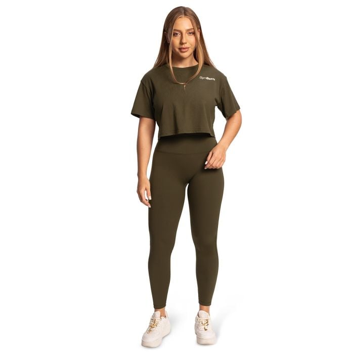 Ženski Crop Top Limitless Espresso - GymBeam S