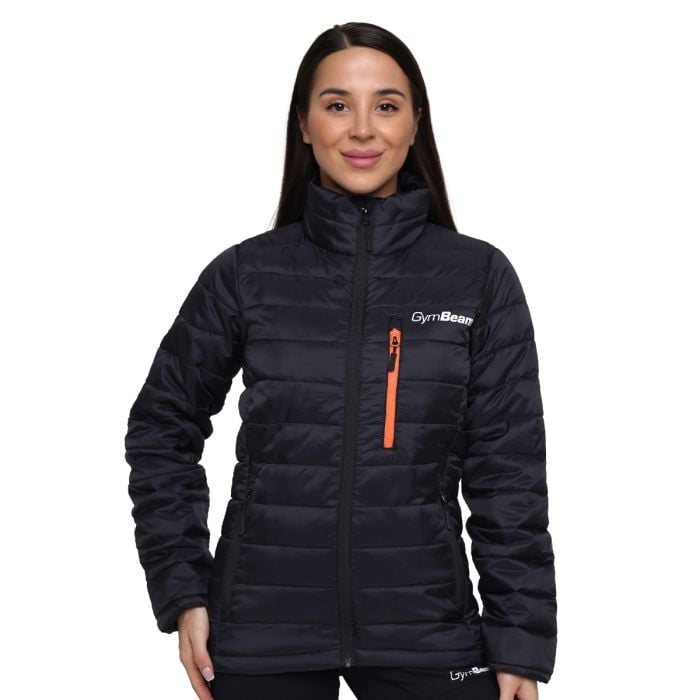 Ženska puffer jakna Black/Orange - GymBeam L