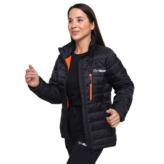 Ženska puffer jakna Black/Orange - GymBeam L