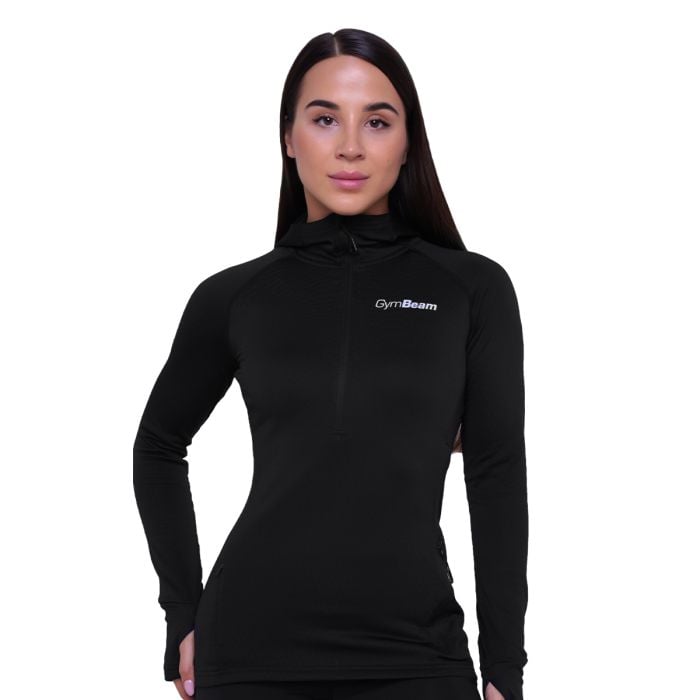 Ženska majica za trčanje 1/2 Zip Black - GymBeam S