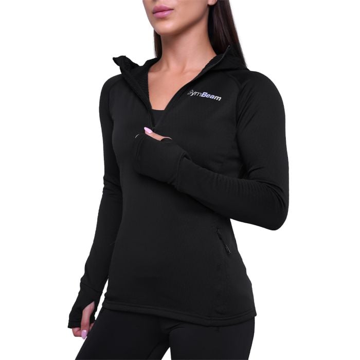 Ženska majica za trčanje 1/2 Zip Black - GymBeam S