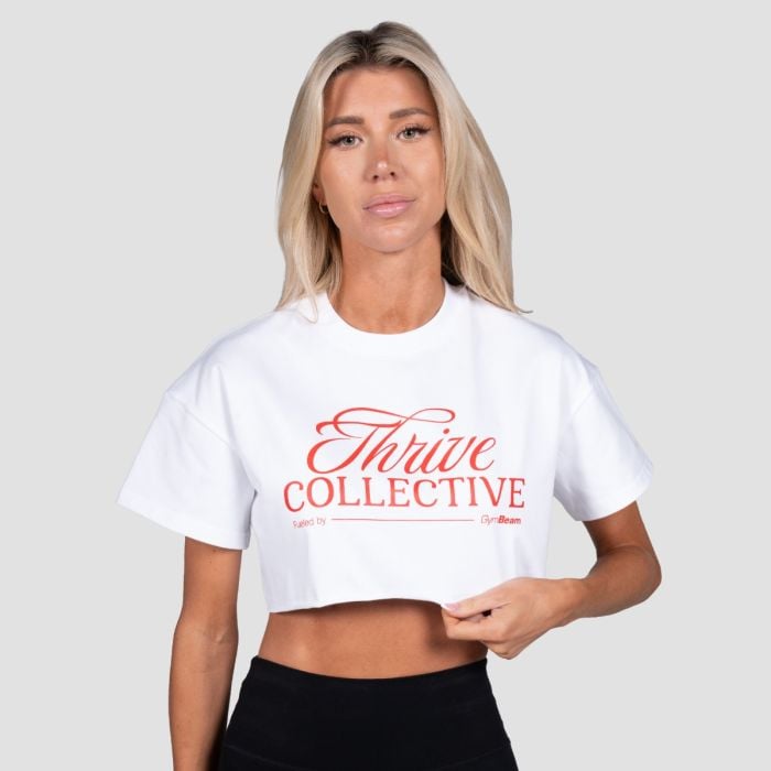Ženski Crop Top Thrive White - GymBeam S
