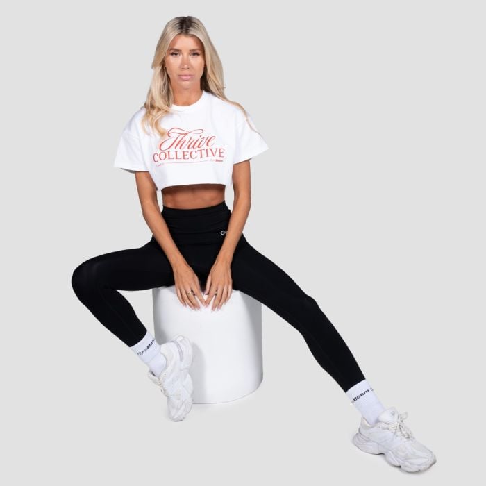 Ženski Crop Top Thrive White - GymBeam S