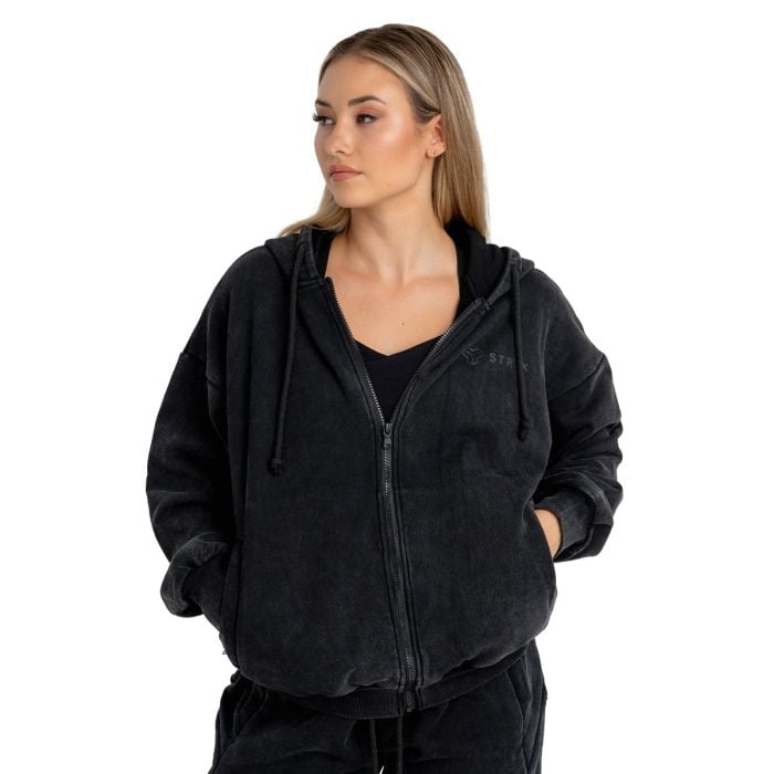 Ženska dukserica Zip Up Washed Black - STRIX M