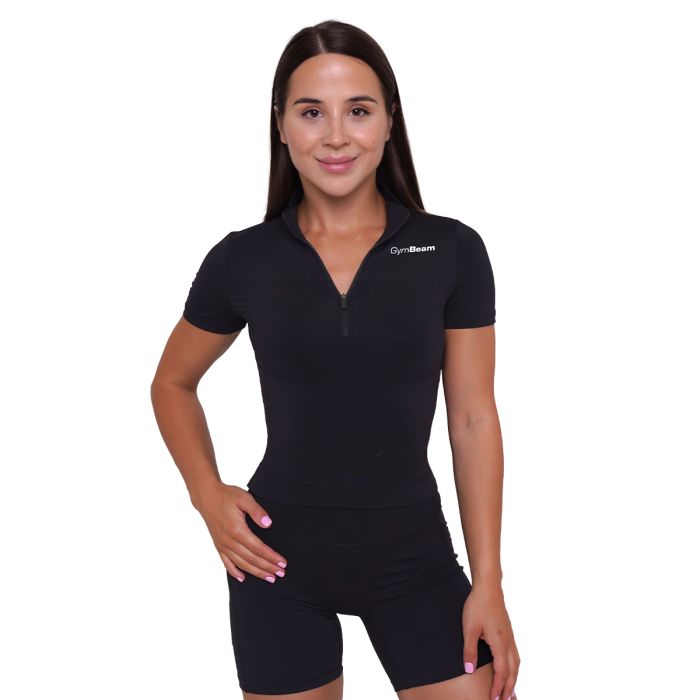 Ženska majica Ignite Cropped Black - GymBeam S