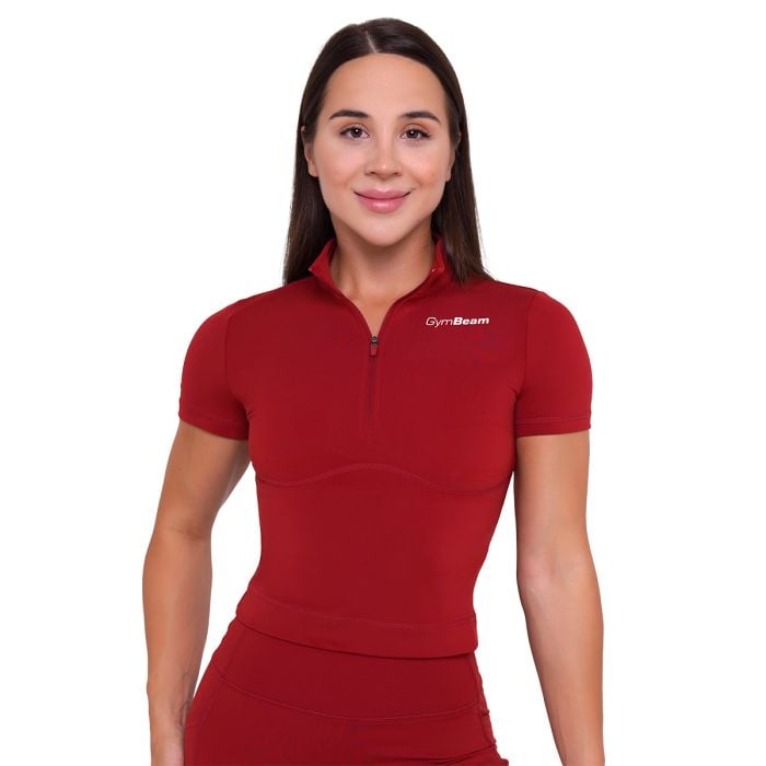 Ženska majica Ignite Cropped Dark Red - GymBeam S