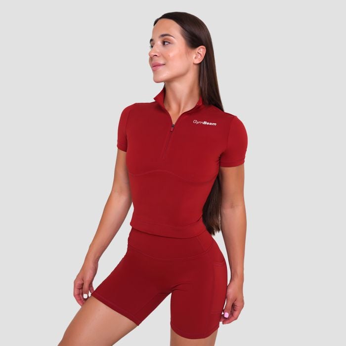 Ženska majica Ignite Cropped Dark Red - GymBeam S