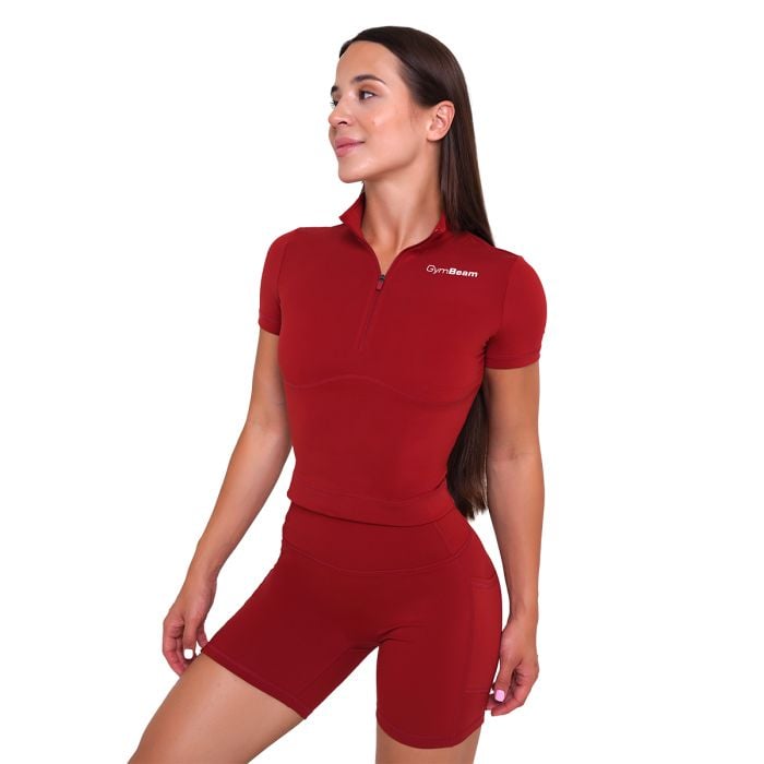 Ženska majica Ignite Cropped Dark Red - GymBeam S