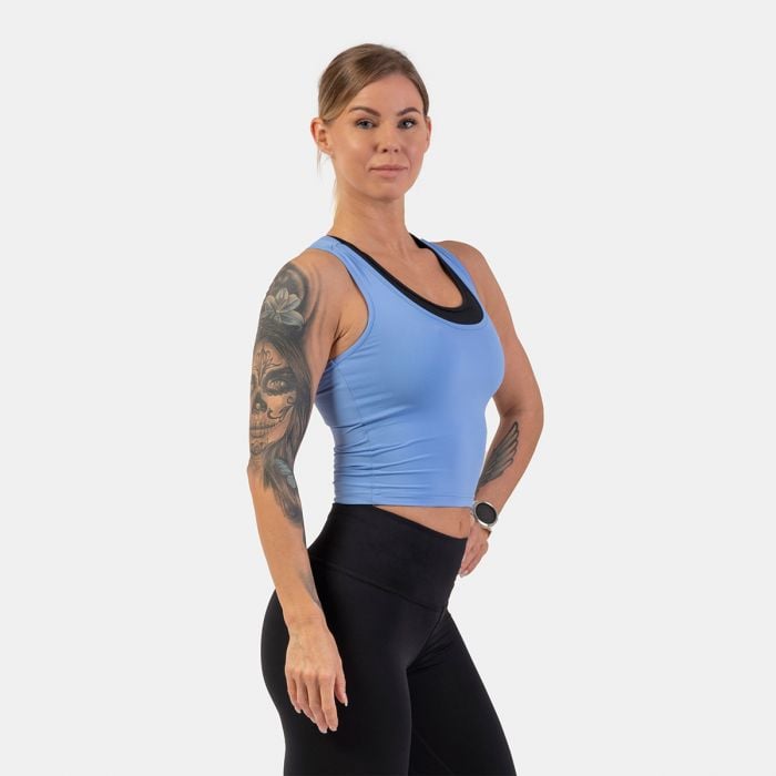 Ženska majica bez rukava Crop Top Sporty Slim Fit Light Blue - NEBBIA